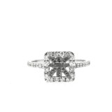 0.75 Cts. 18K White Gold Halo Diamond Engagement Ring Setting